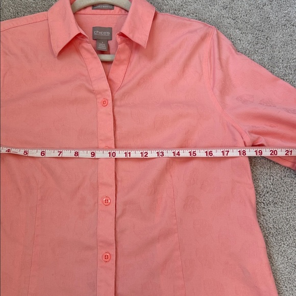 Chico's Coral Wrinkle Resistant Button-Down 3/4 Sleeve Women's Shirt size 1 - Picture 4 of 8